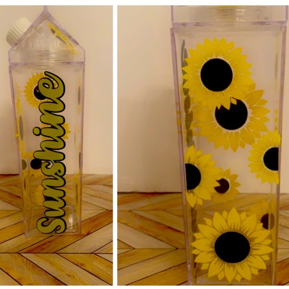 Sunflower milk carton water bottle